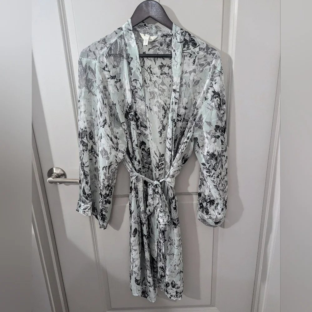 ⭐*New w/o Tags!* Soma Sage Watercolor Chiffon Short Robe/Kimono L/XL - Picture 3 of 5